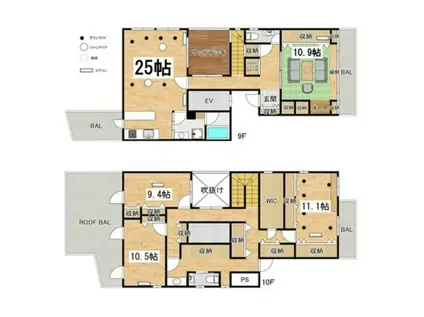 LYON 江戸堀(4LDK/9階)の間取り写真