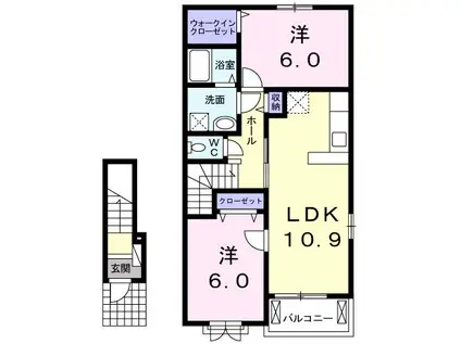 グランド チェリー(2LDK/2階)の間取り写真