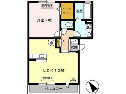 インターフレグラント A棟(1LDK/3階)の間取り写真