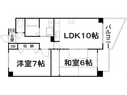 メゾンパーマネンス(2LDK/4階)の間取り写真