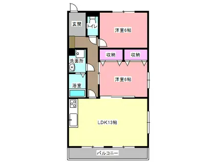 シャトーインTOKAI(2LDK/3階)の間取り写真