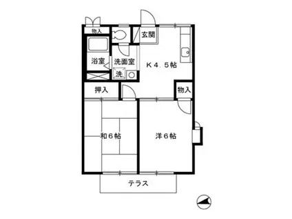 ウエストヒルズ・ショウ(2DK/1階)の間取り写真