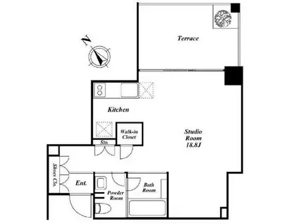 クイズ広尾(ワンルーム/5階)の間取り写真