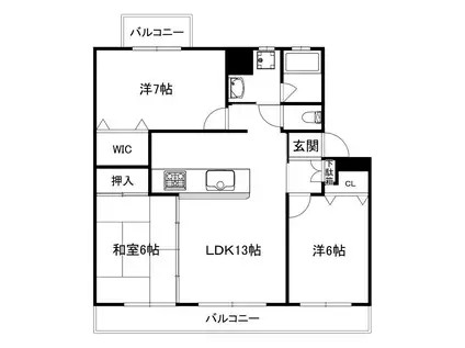 メゾンサンテラスA(3LDK/1階)の間取り写真
