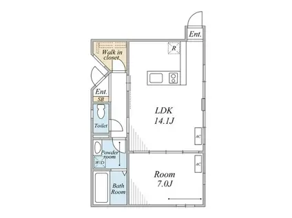 室内リノベーション物件(1LDK/1階)の間取り写真