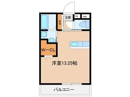 MINCC(ワンルーム/2階)の間取り写真