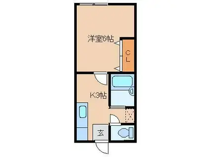 タプロコートハウス松永(1K/2階)の間取り写真