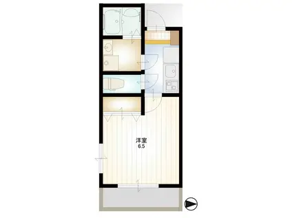 プルーマ武蔵野II(1K/1階)の間取り写真