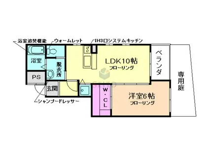 IL CUORE イルクォーレ(1LDK/1階)の間取り写真