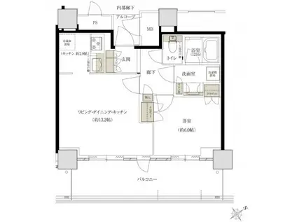 THE TOWER HIRAKATA(1LDK/13階)の間取り写真
