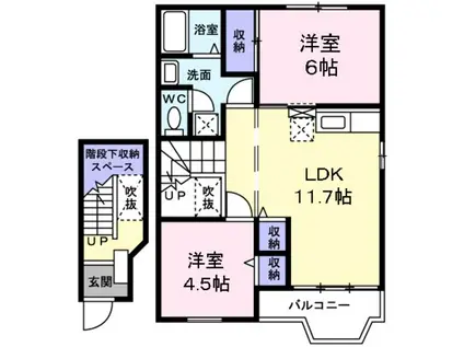 リヴィエール ノ-ル(2LDK/2階)の間取り写真