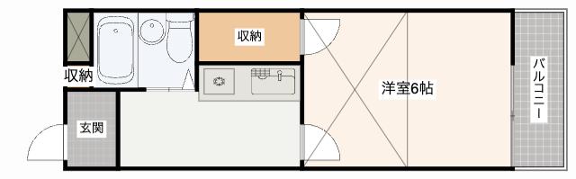 高砂ヨーロピアン4番館(ワンルーム/2階)の間取り写真