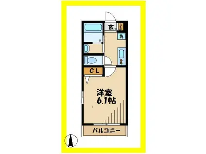 メゾングレイス(1K/3階)の間取り写真