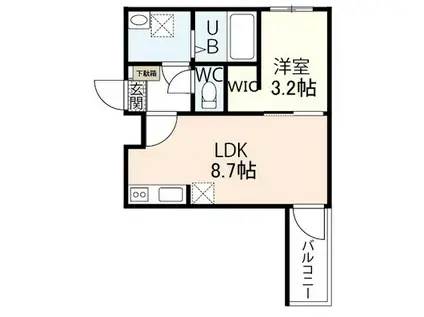 シャインライズ楽々園(1LDK/1階)の間取り写真