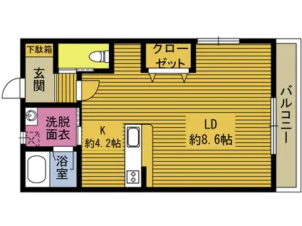 FLOWER COMFORT(ワンルーム/2階)の間取り写真