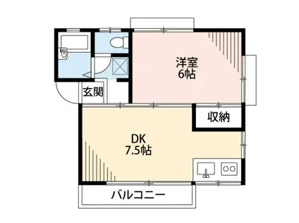 サニーハイツ(1DK/2階)の間取り写真