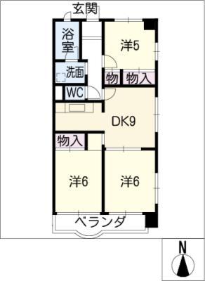 エクセレント伸和(3DK/2階)の間取り写真