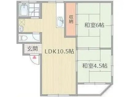 パルミエール新今里(2LDK/4階)の間取り写真