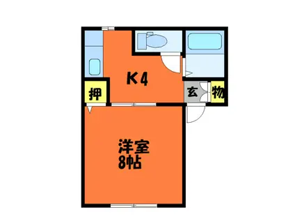 シャンポール八王寺 B(1K/1階)の間取り写真