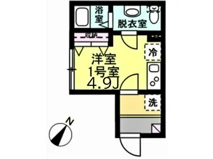 ベイルーム妙蓮寺(ワンルーム/1階)の間取り写真