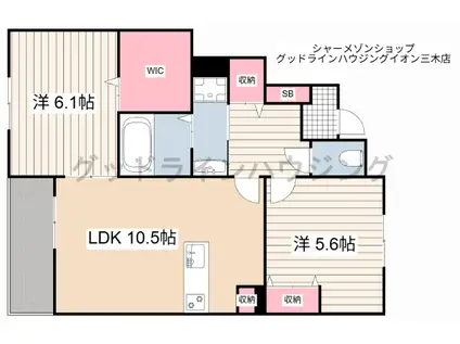 メゾンドソラII(2LDK/1階)の間取り写真