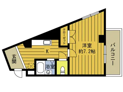 コーポつだII(1K/4階)の間取り写真