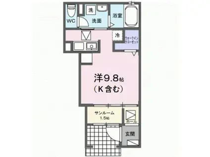 グラーヴェ御幸(ワンルーム/1階)の間取り写真