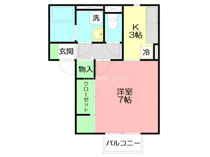 サテライト海老名(1K/2階)の間取り写真
