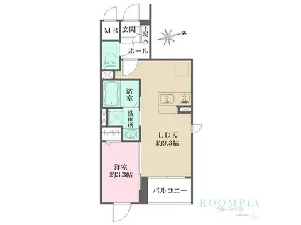 LA PERLA 桜新町(1LDK/1階)の間取り写真