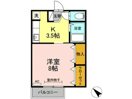 コーポアネシス(1K/2階)の間取り写真