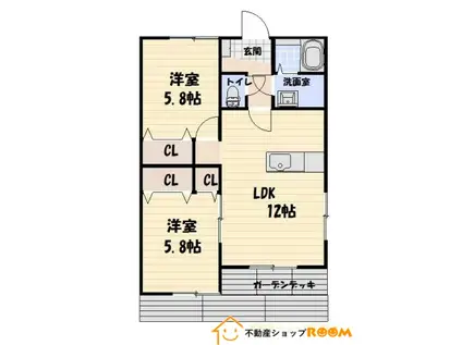 SATIS瀬高(2LDK/1階)の間取り写真