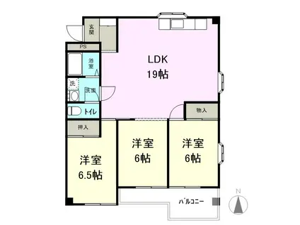 オークテラス(3LDK/3階)の間取り写真