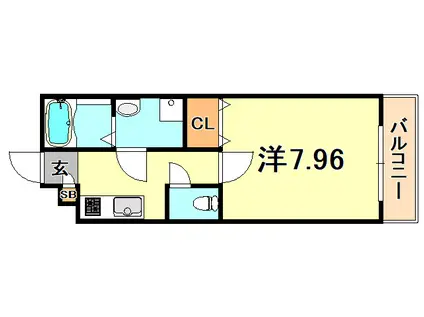 エステイトE神戸長田(1K/3階)の間取り写真