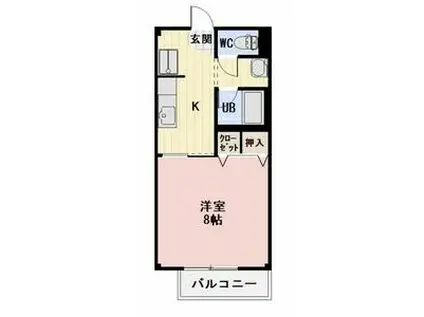 サープラスワン・牧野(1K/1階)の間取り写真