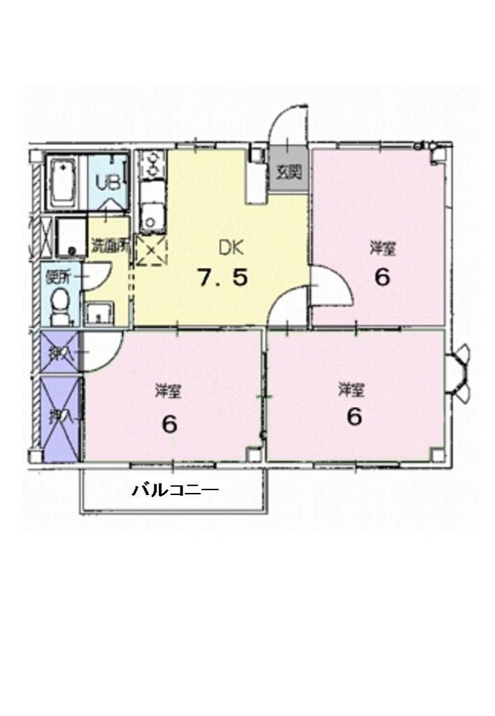 ドミールパル(3DK/2階)の間取り写真