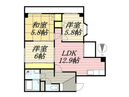 角村ビル(3LDK/4階)の間取り写真