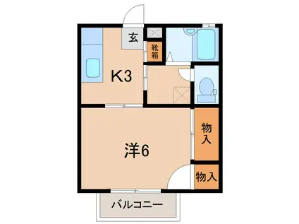 ベアー・ハウス(1K/2階)の間取り写真