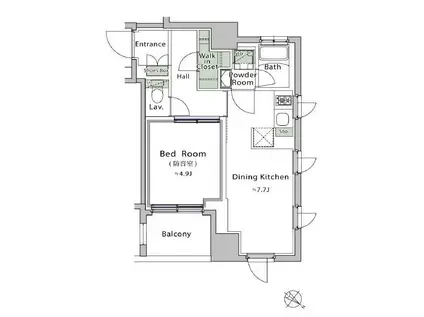 プレイ江古田(1DK/4階)の間取り写真