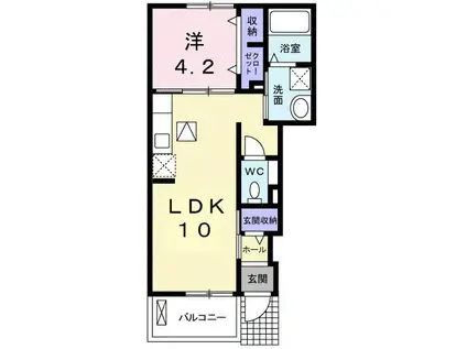 シルバーグラスE(1LDK/1階)の間取り写真