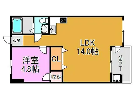 ウインズコート高井田(1LDK/2階)の間取り写真