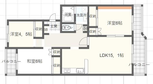 ECLARGE B棟(3LDK/1階)の間取り写真