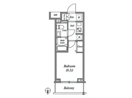 GENOVIA大崎SKYGARDEN/ジェノヴィア大崎スカイガーデン(1K/1階)の間取り写真