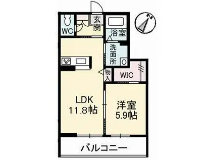 シャーメゾンアレーズ(1LDK/1階)の間取り写真