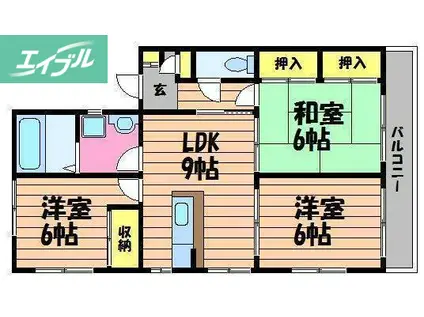 イービックヤスダB(3LDK/1階)の間取り写真