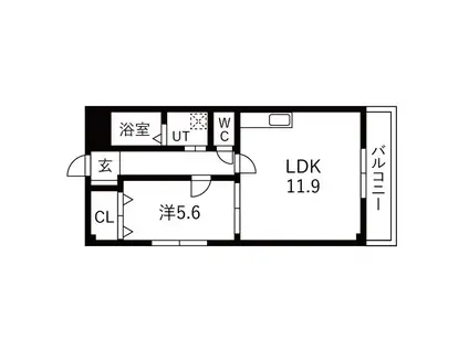 コスモ西里(1LDK/1階)の間取り写真