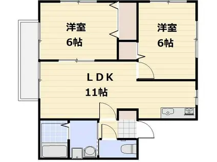 ボンボニエール(2LDK/2階)の間取り写真