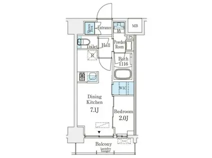 ベルファース八丁堀ウエスト(1DK/11階)の間取り写真