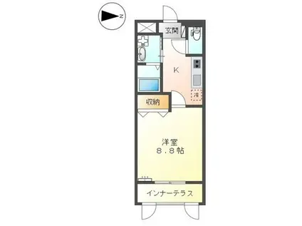 プルミエール東塚(1K/2階)の間取り写真