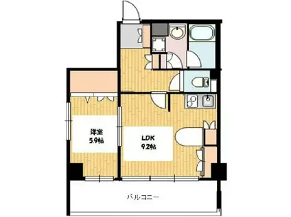 クリーンヒルズ(1DK/4階)の間取り写真