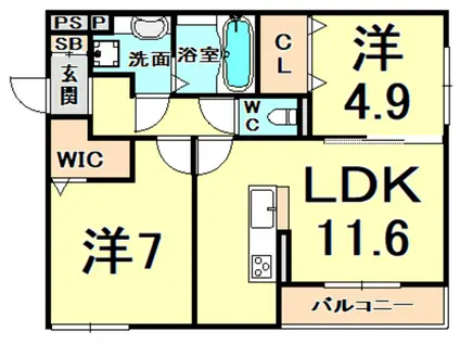 グレイスコート本山中町(2LDK/3階)の間取り写真